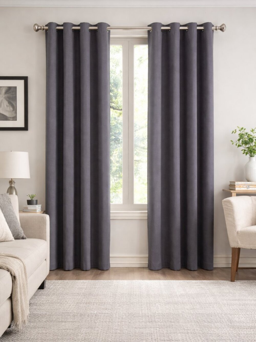 Sun Zero Ludlow Blackout Curtain Panel 54x63 Charcoal Grommet Energy Efficient